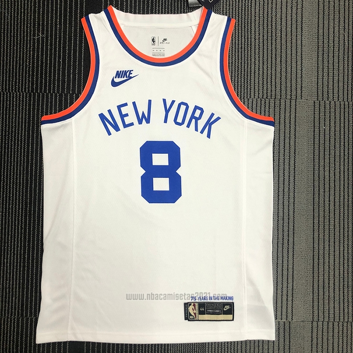 Camiseta New York Knicks Kemba Walker #8 75th Anniversary Blanco